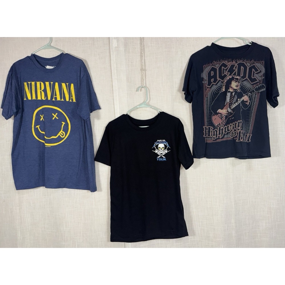 Rgstr Made For Mayhem Tour Band T-Shirts LOT of 3 AC/DC‎ Nirvana Medium Large